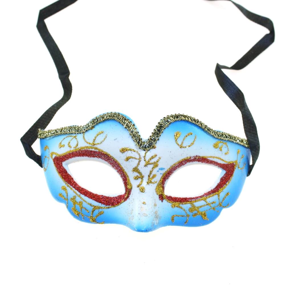 Zac's Alter Ego - Classic Venetian Tri-Tone Glitter Masquerade Maske - Blau